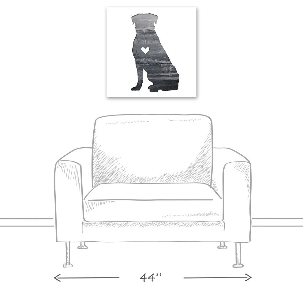Designs Direct Creative Group Ink Silhouette Rottweiler 20x20 Canvas Wall Art