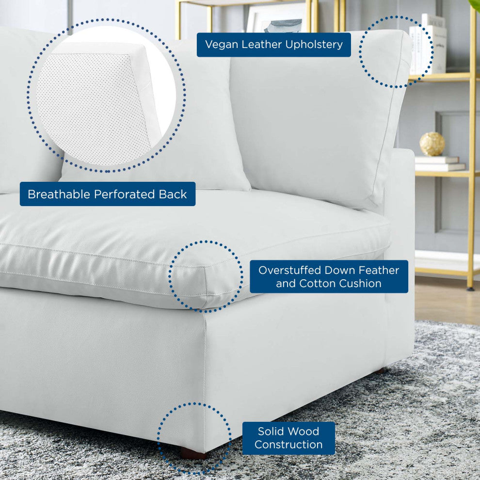 Sofa Corner Chair, Faux Vegan Leather, White, Modern, Living Lounge Hospitality