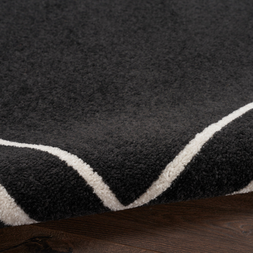 Nourison Essentials 2' x 4' Black Ivory Contemporary Area Rug