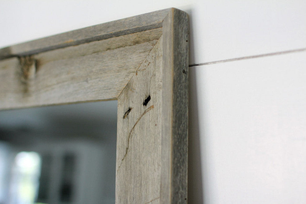 Rustic Mirror, Lighthouse Style Barnwood With Raised Edge, 36"x48"