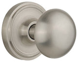 Classic Rosette Privacy New York Knob, Satin Nickel