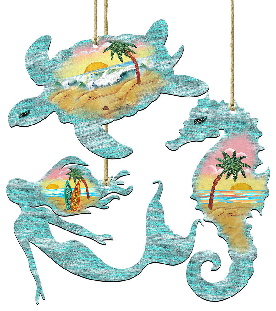 Coastal Ornaments, Set of 3