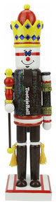 14" Decorative Brown and Red TootsieRoll King Wooden Christmas Nutcracker Figure