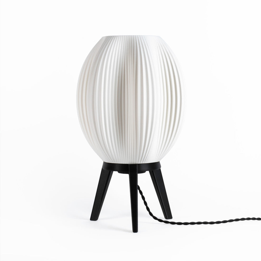 Wavy 16.5" Plant-Base PLA Dimmable LED Table Lamp, White/Black