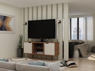 Hampton 53.54 TV Stand in Off White and Maple Cream