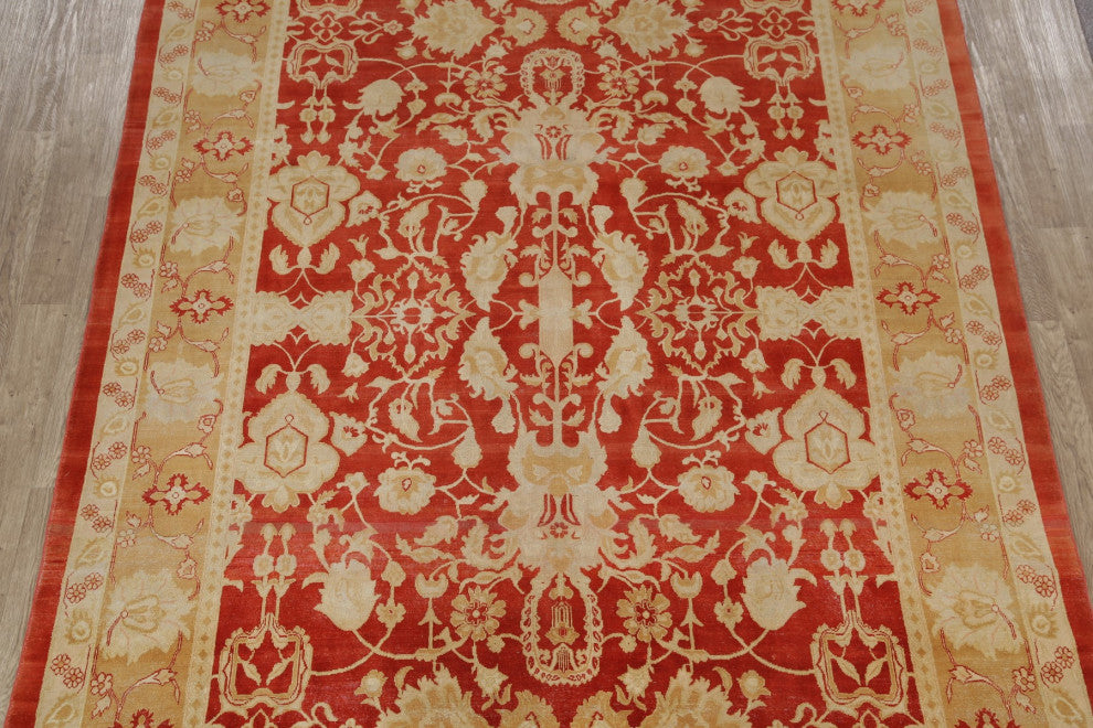 Rustic Style All-Over Hand Made Turkish Area Rug Oriental, Rust, 9 X 13 Ft.