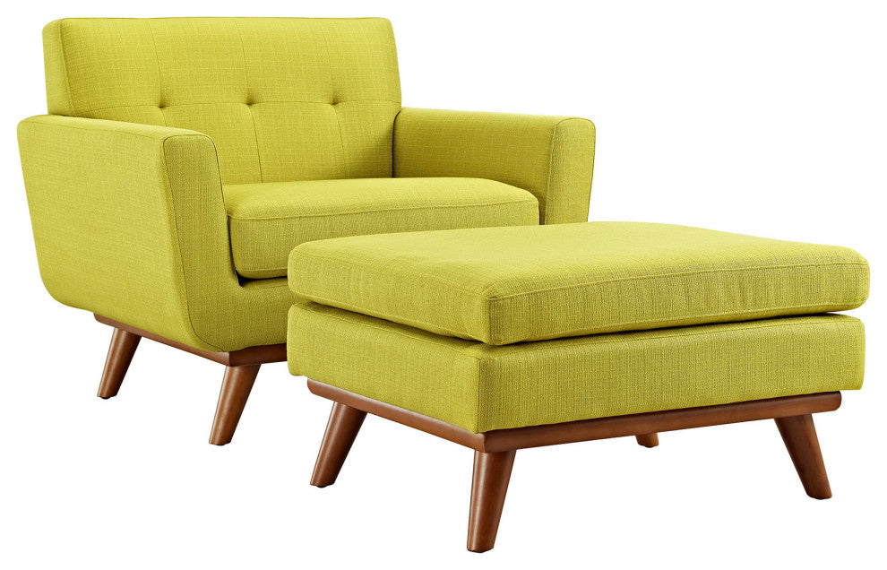 Modern Wheatgrass Engage 2 Piece Armchair and Ottoman