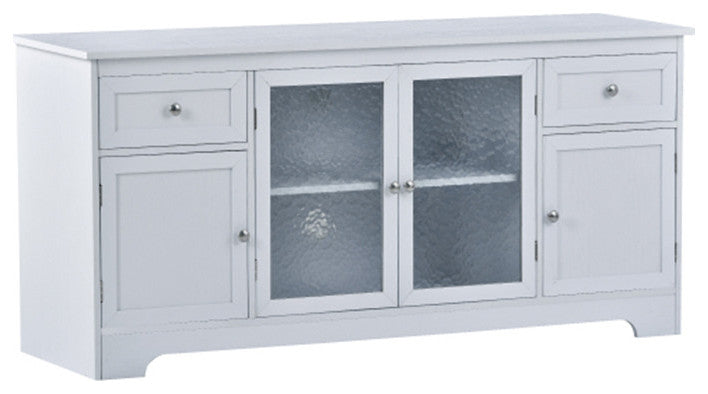 65 inch TV stand with 4 doors adjustable panels cabinet with white finish