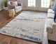 Weave & Wander Everley Wool Rug, Ivory Sand/Ice Blue, Rug, 9'x12'