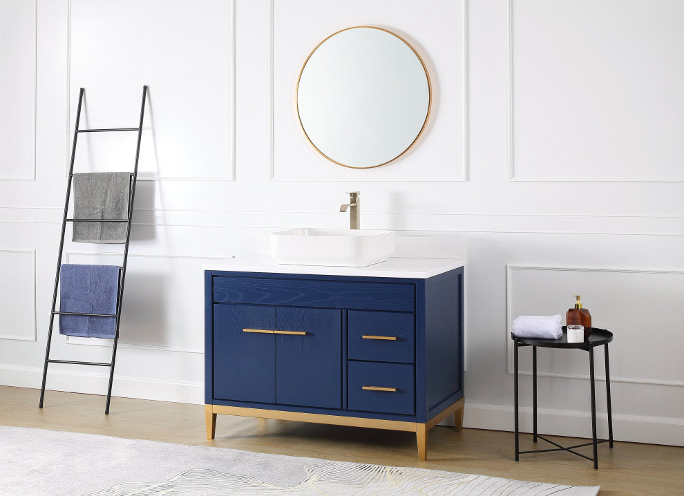 42" Tennant Brand Modern Style Blue Beatrice Vessel Sink Bathroom Vanity