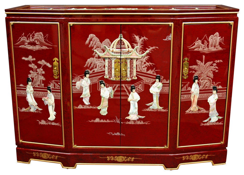Slant Front Cabinet, Red