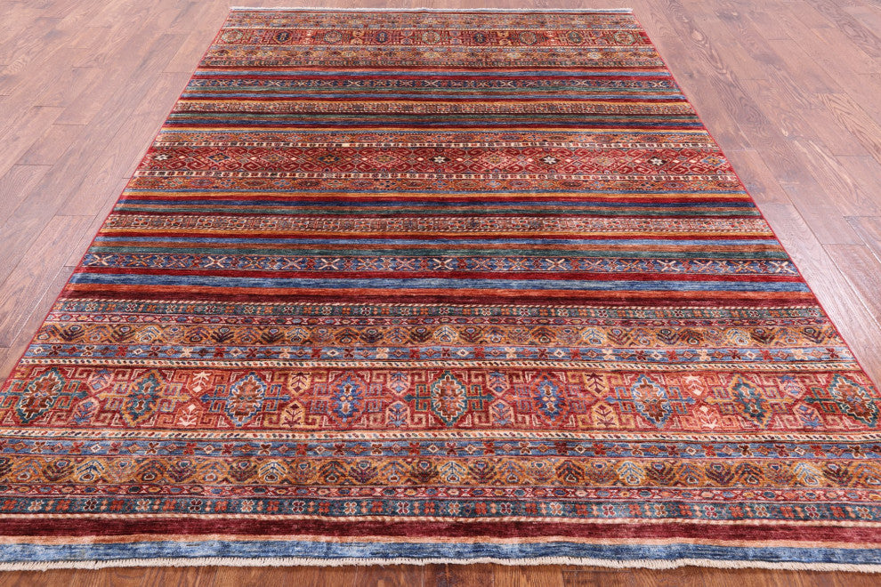 6' 7" X 9' 6" Super Kazak Khorjin Hand Knotted Rug Q5509