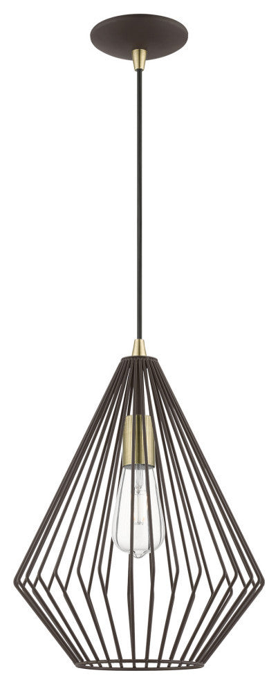 Linz 1 Light Bronze With Antique Brass Accents Pendant