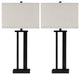 Benzara BM230955 Metal Frame Table Lamp, Set of 2, Off White & Bronze