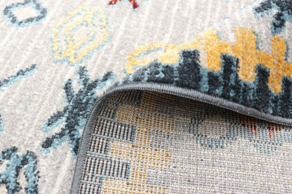 Aqua Gypsy Area Rug, Gray, 5'x7'
