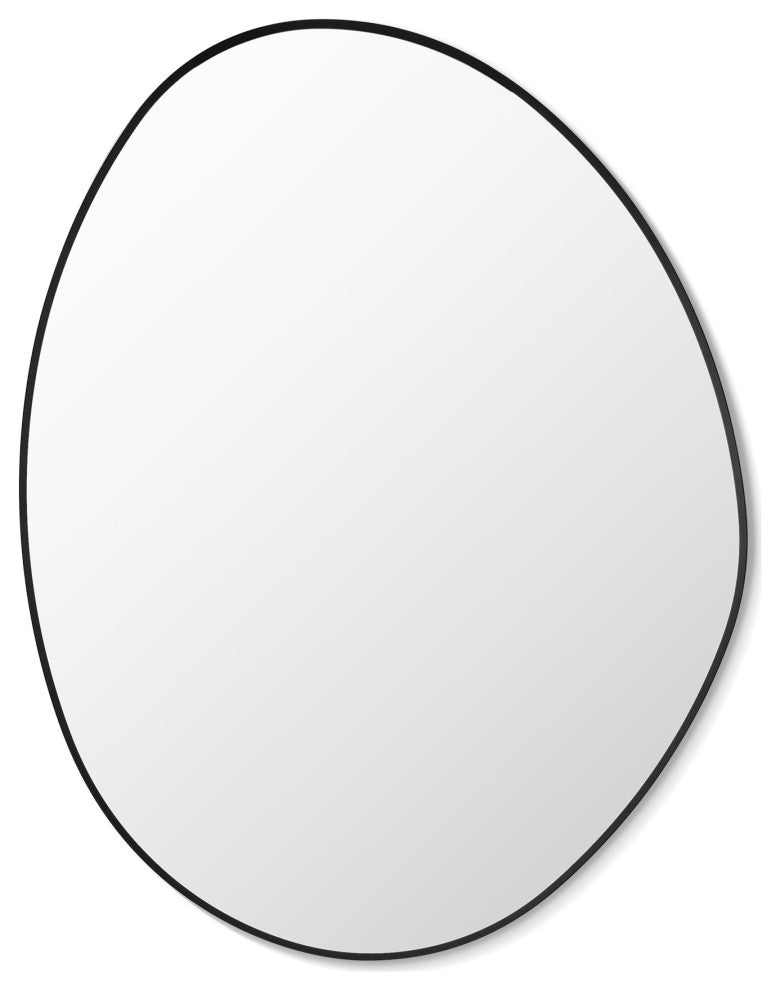 Aura Irregular Framed Bathroom Wall Mirror, Matte Black, 27"