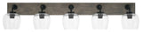 Oxbridge Bath Bar, Matte Black & Painted Distressed Metal, 6" Clear Bubble