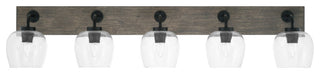 Oxbridge Bath Bar, Matte Black & Painted Distressed Metal, 6" Clear Bubble