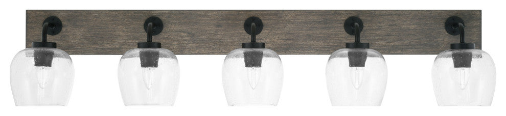 Oxbridge Bath Bar, Matte Black & Painted Distressed Metal, 6" Clear Bubble