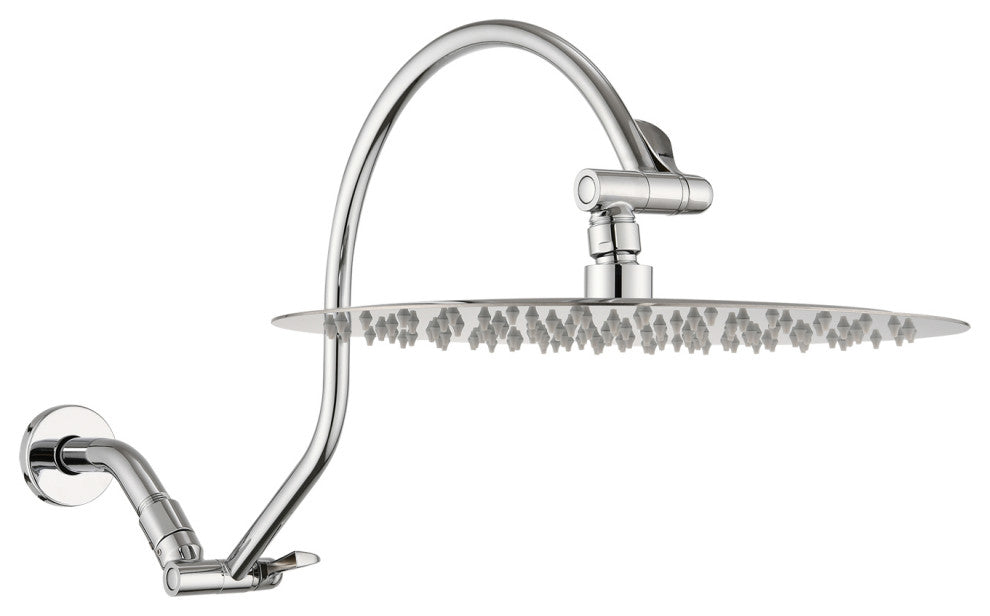 12" Rain Shower Head With 16" Adjustable Height & Distance Extension Arm, Chrome