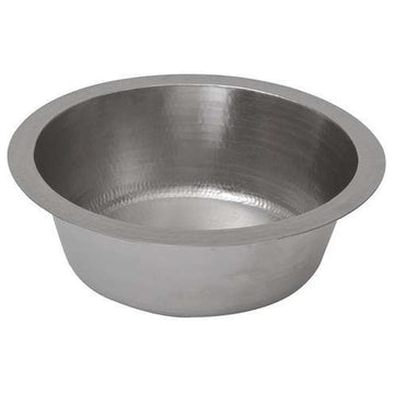 14" Round Hammered Copper Bar Sink in Nickel With 2" Drain Opening