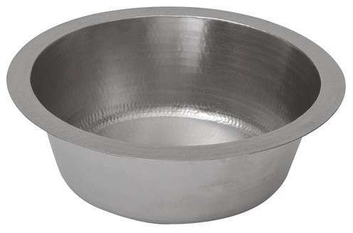 14" Round Hammered Copper Bar Sink in Nickel With 2" Drain Opening