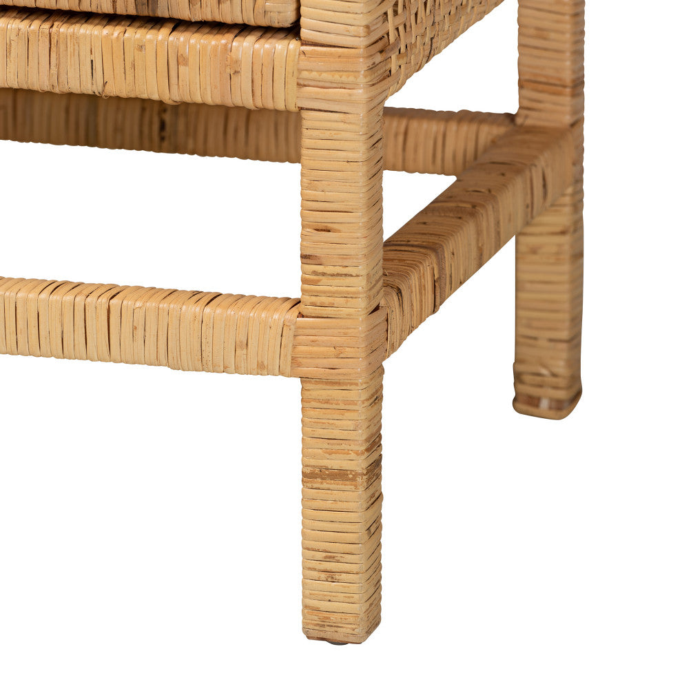 Merleen Natural Brown Rattan Cabinet, 2-Shelf
