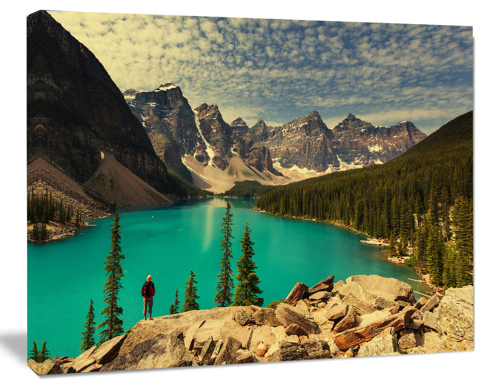 Beautiful Moraine Mountain Lake, Large Landscape Canvas Art, 40"x30"