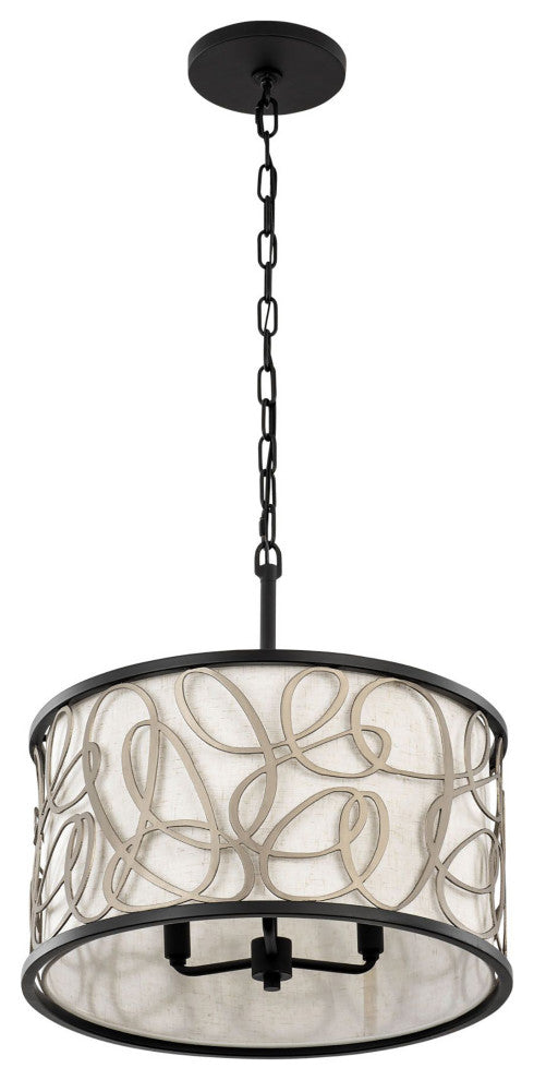 Scribble 3-Lt Convertible Pendant/Semi-Flush - Matte Black/Artifact