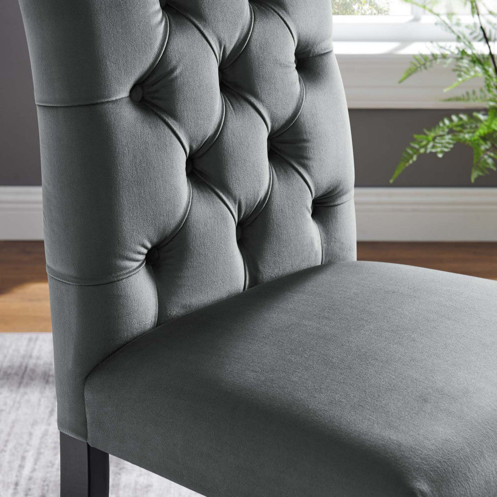 Duchess Performance Velvet Dining Chairs, Set of 2, Gray