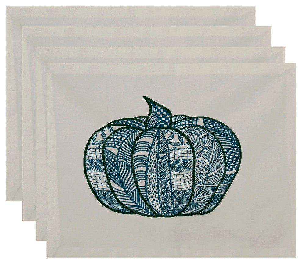 Pumpkin Patch Geometric Print Placemat, Set of 4, Teal