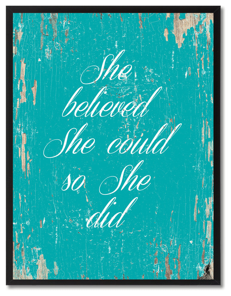 She Believed She Could So She Did Inspirational, Canvas, Picture Frame, 28"X37"