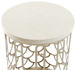 La Marisia Marble End Table, Creamy Pearl/Champagne