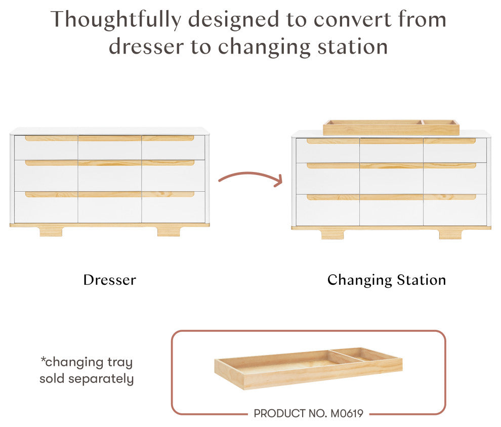 Yuzu 9-Drawer Assembled Dresser, White Natural
