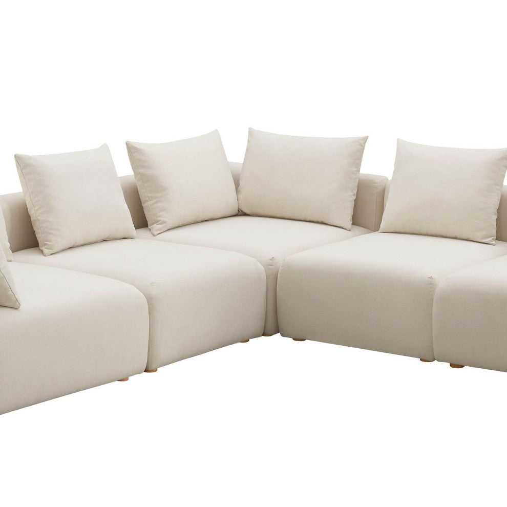 Hangover Cream Linen 5-Piece Modular L-Sectional - Cream