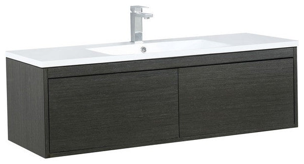 Sant Contemporary 48" Iron Charcoal Bathroom Vanity, Labaro Brushed Nickel Fauce