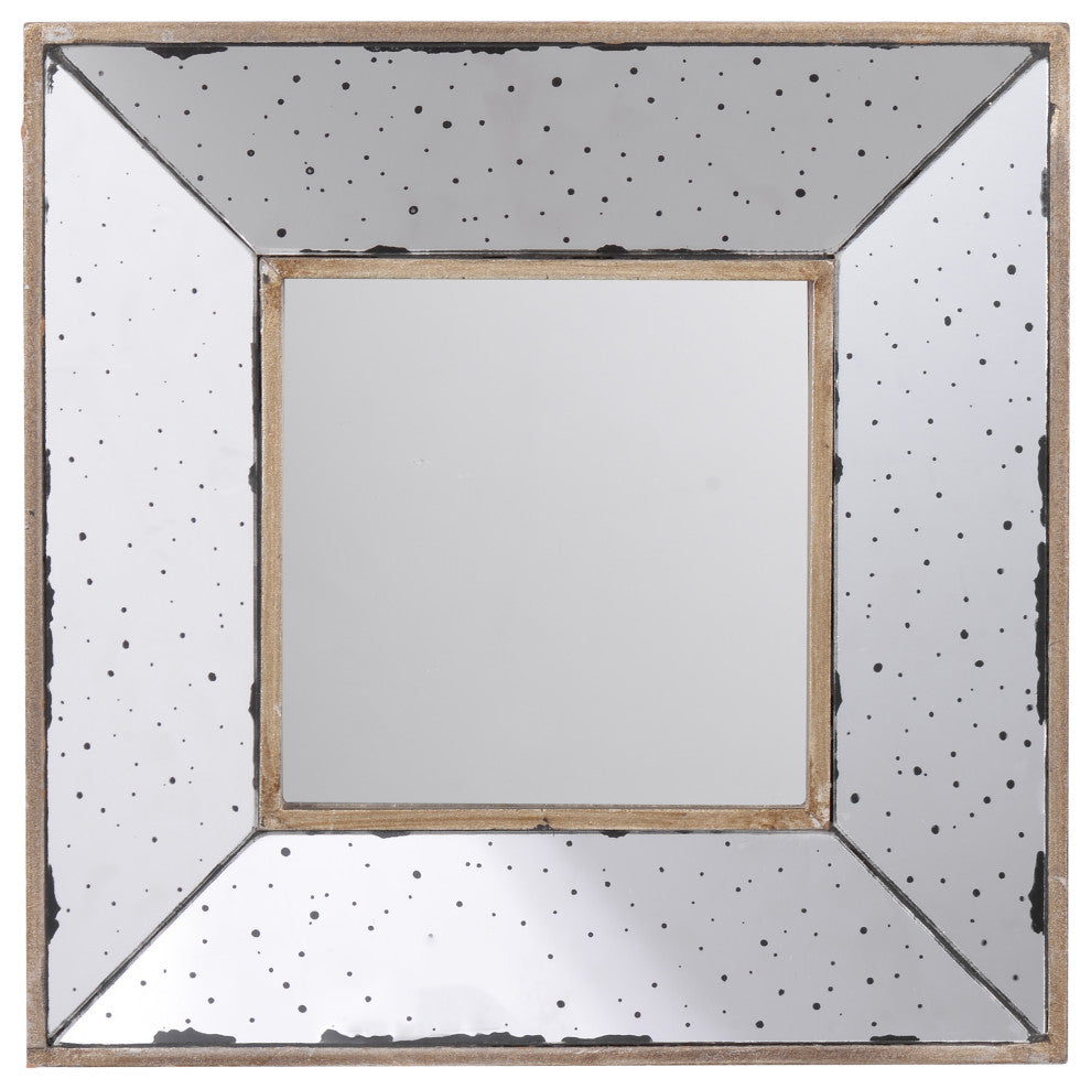 Gewnee Distressed Silver Square Accent Mirror