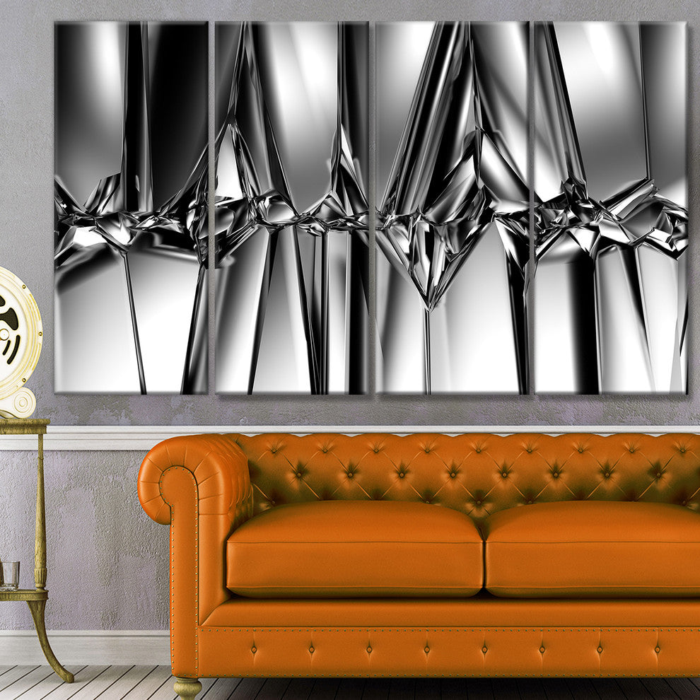 Black White Crystal Background, Abstract Canvas Art Print, 48"x28", 4 Panels