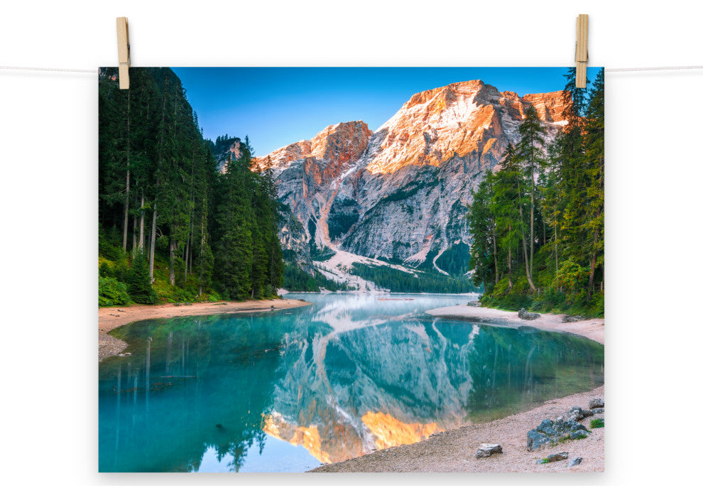 Misty Lake and Snow-cap Mountain Reflections Unframed Wall Art Prints, 16" X 20"