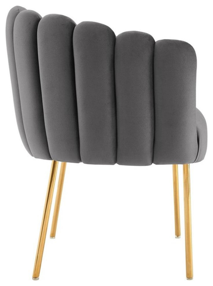 Sanna Channel Tufted Performance Velvet Armchair, Gray