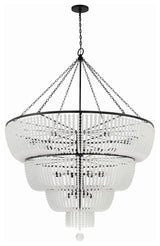 Rylee 32-Light Matte Black Chandelier, Frosted Glass Beads