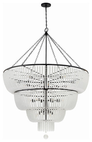 Rylee 32-Light Matte Black Chandelier, Frosted Glass Beads