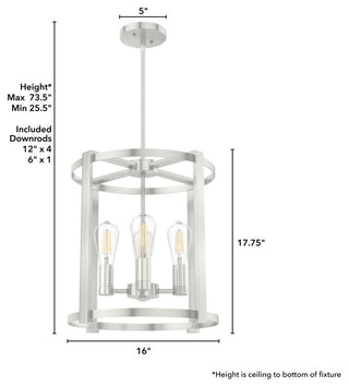 Hunter 16" Astwood Brushed Nickel 4-Light Chandelier Ceiling Light Fixture