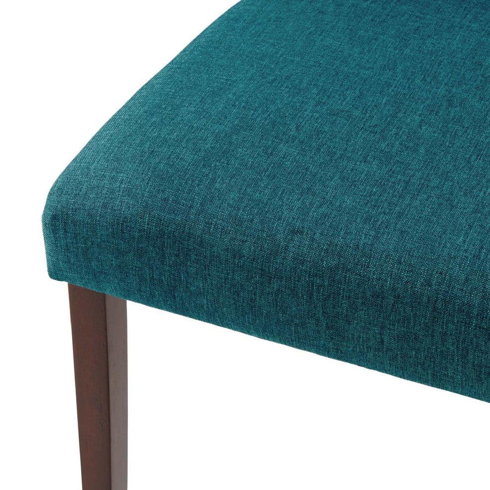 Side Dining Chair and Table Set, Fabric, Drak Brown Teal Blue, Modern, Bistro