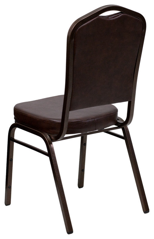 Hercules Series Crown Back Stacking Banquet Chair, Brown Vinyl, Copper Vein
