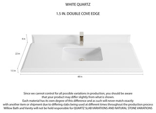 Malibu Mango 48 Single Sink Bath Vanity in White Washed 1.5" White Quartz
