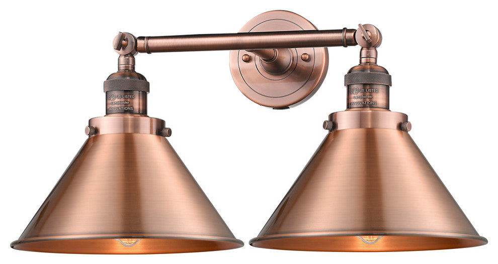 2-Light Briarcliff 19" Bath Fixture, Antique Copper