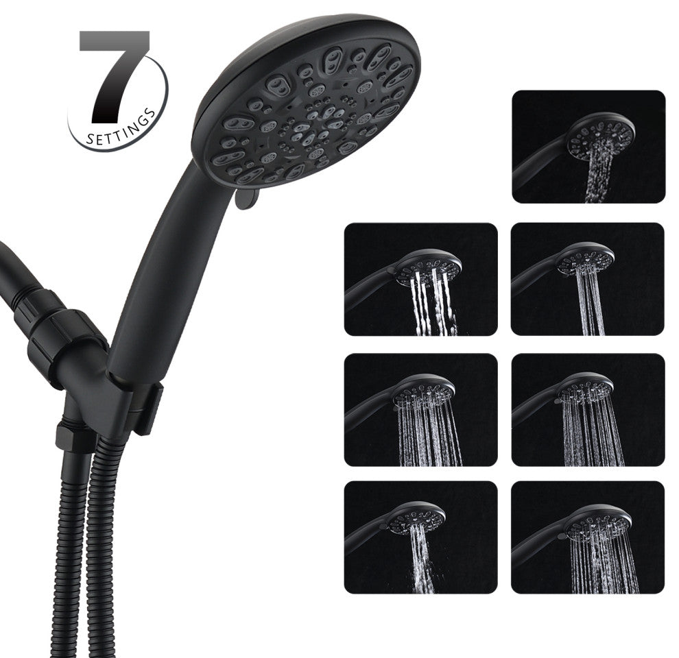 7 Spray Settings Hand Shower Set, Matte Black