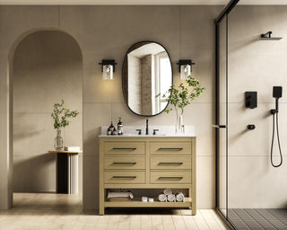 Home Living 42" Single Bathroom Vanity, Honey Brown With Backsplash