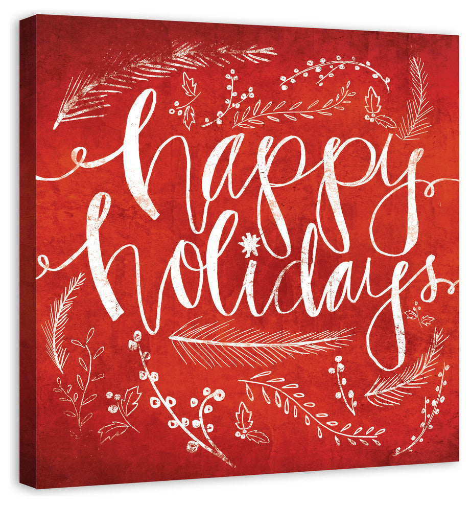 Red Happy Holidays Canvas Wall Art, 36"x36"